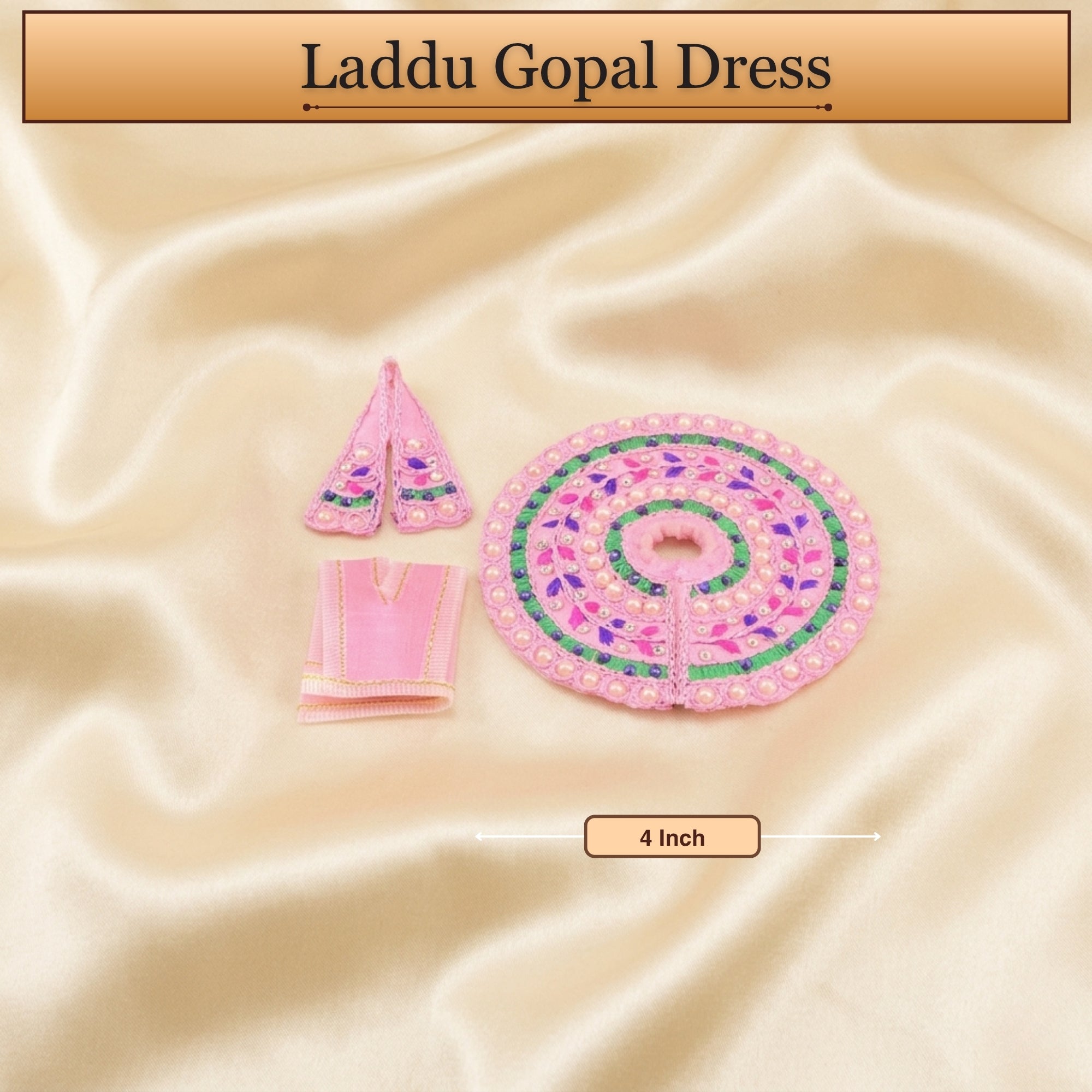 2 No. size reference display for the pink Laddu Gopal dress poshak