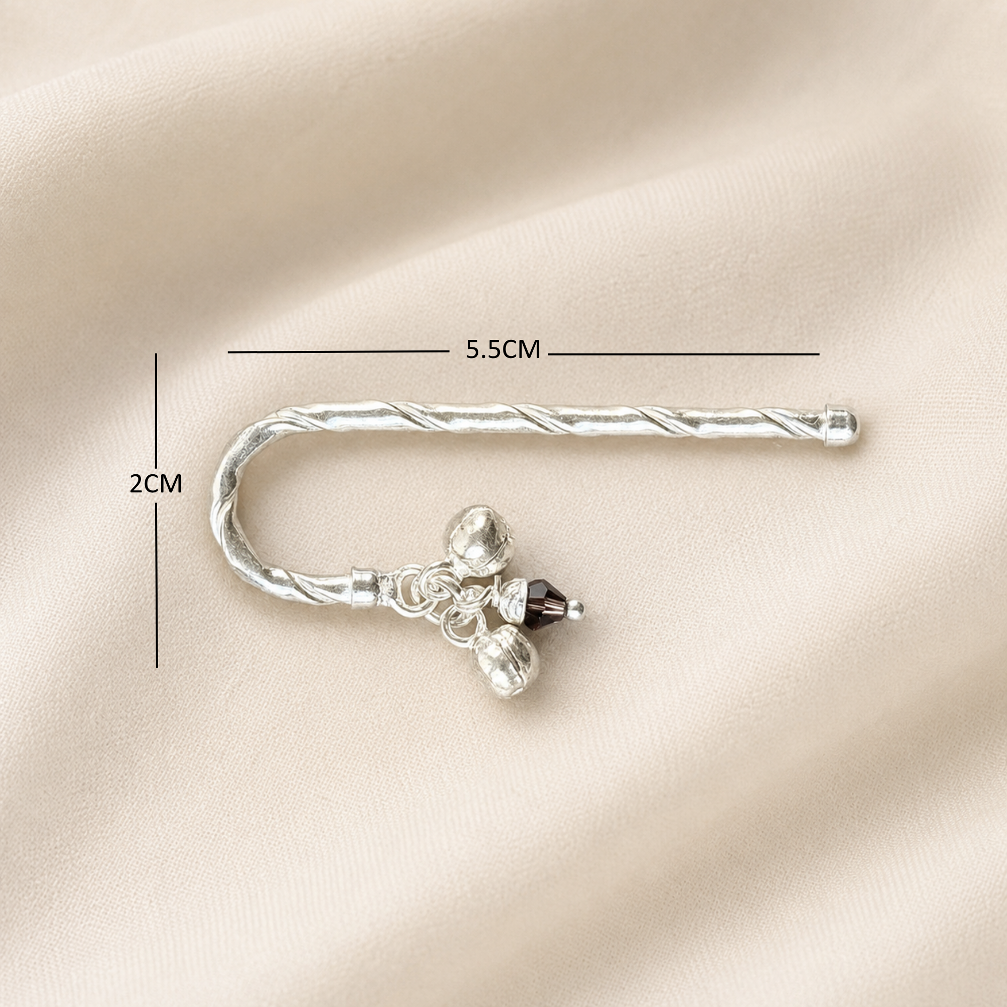 Size and dim ension reference guide for pure silver Laddu Gopal ornament