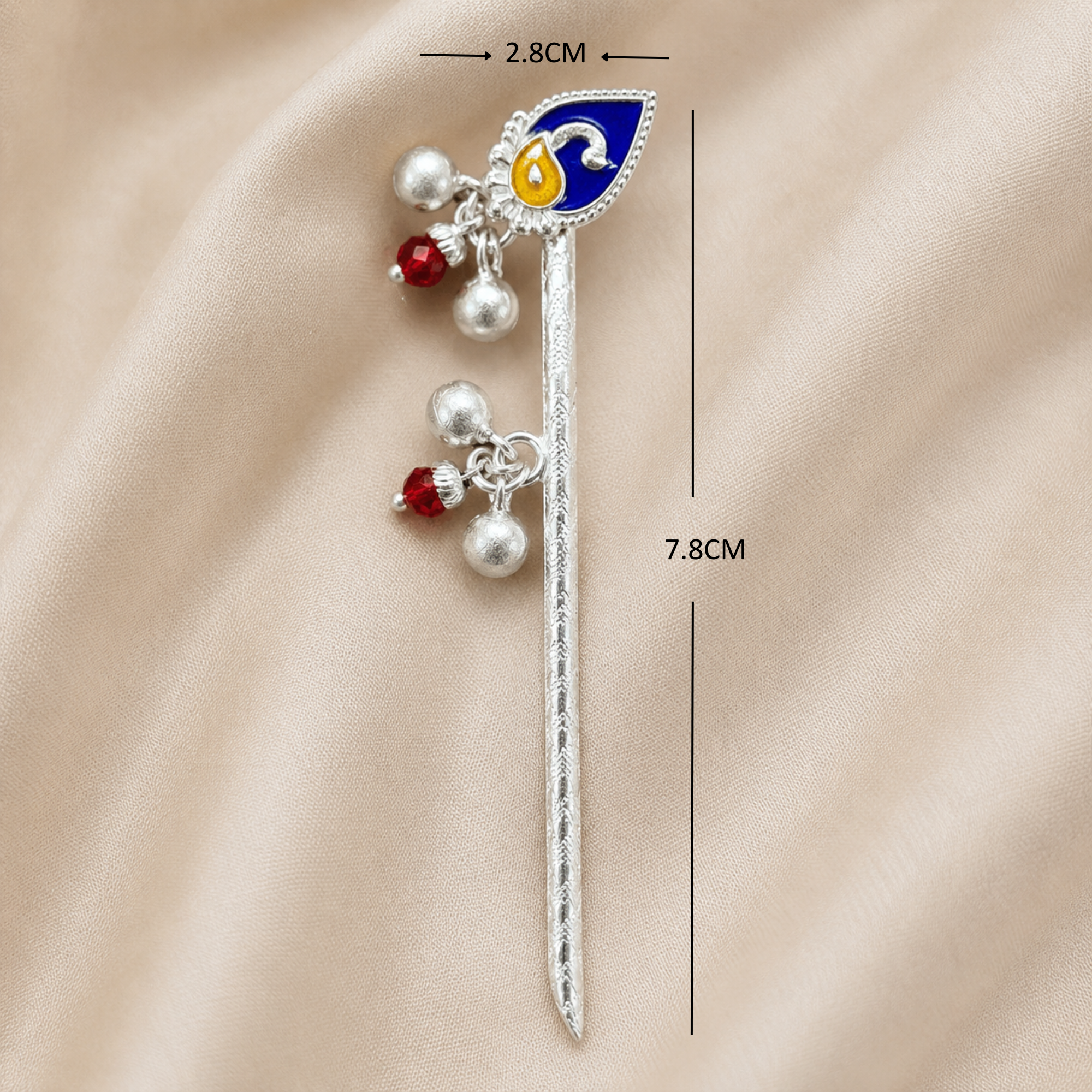Size and dimension reference guide for pure silver Laddu Gopal bansuri ornament