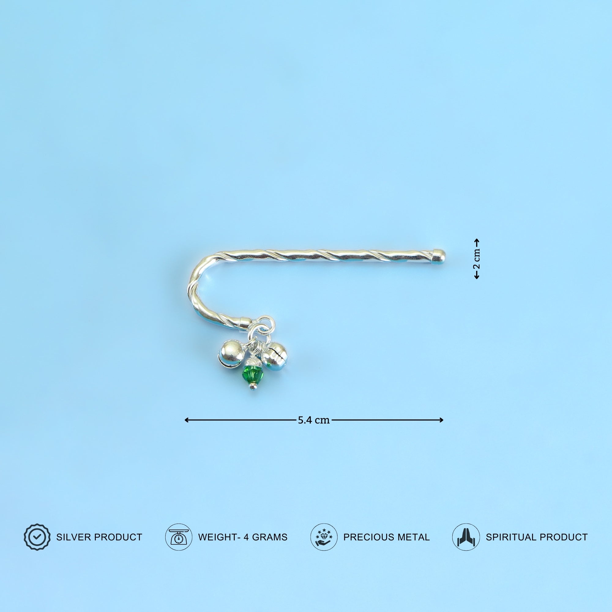 Size and dimension reference guide for pure silver Laddu Gopal ornament