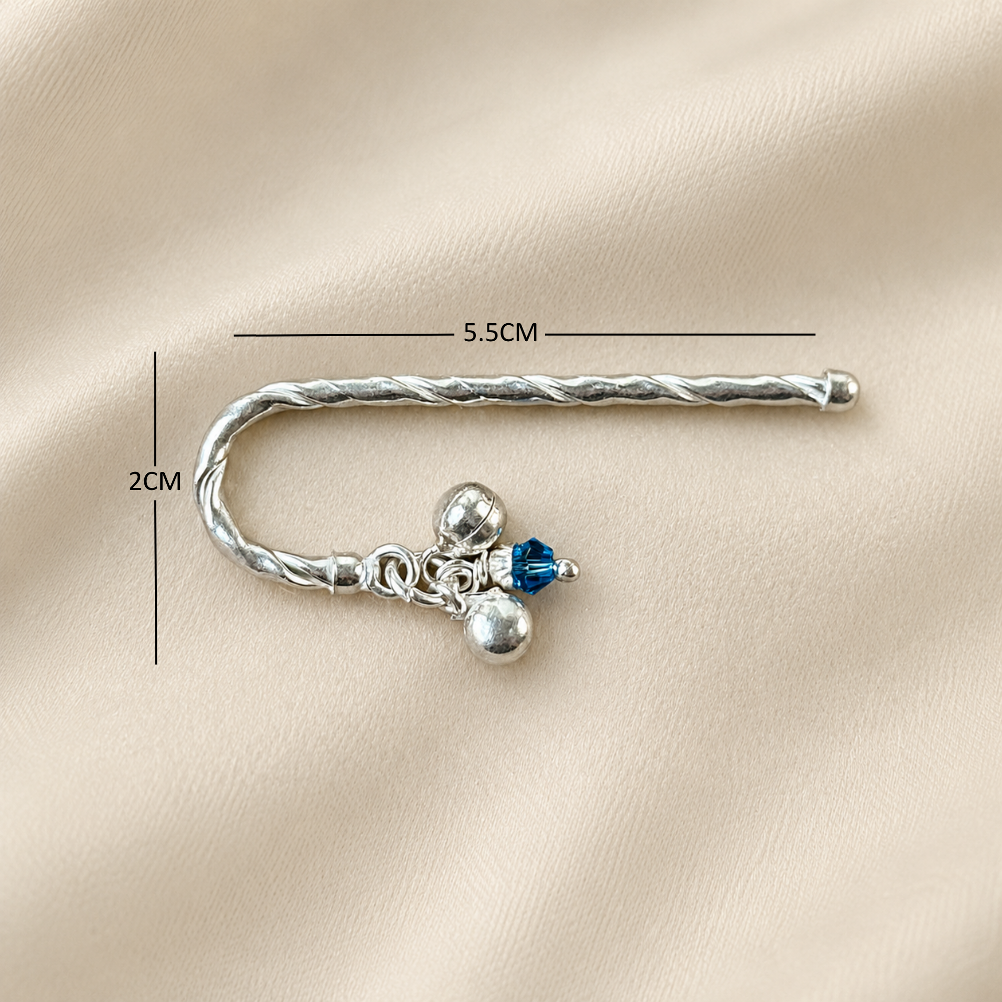 Size and dimension reference guide for pure silver Laddu Gopal ornament