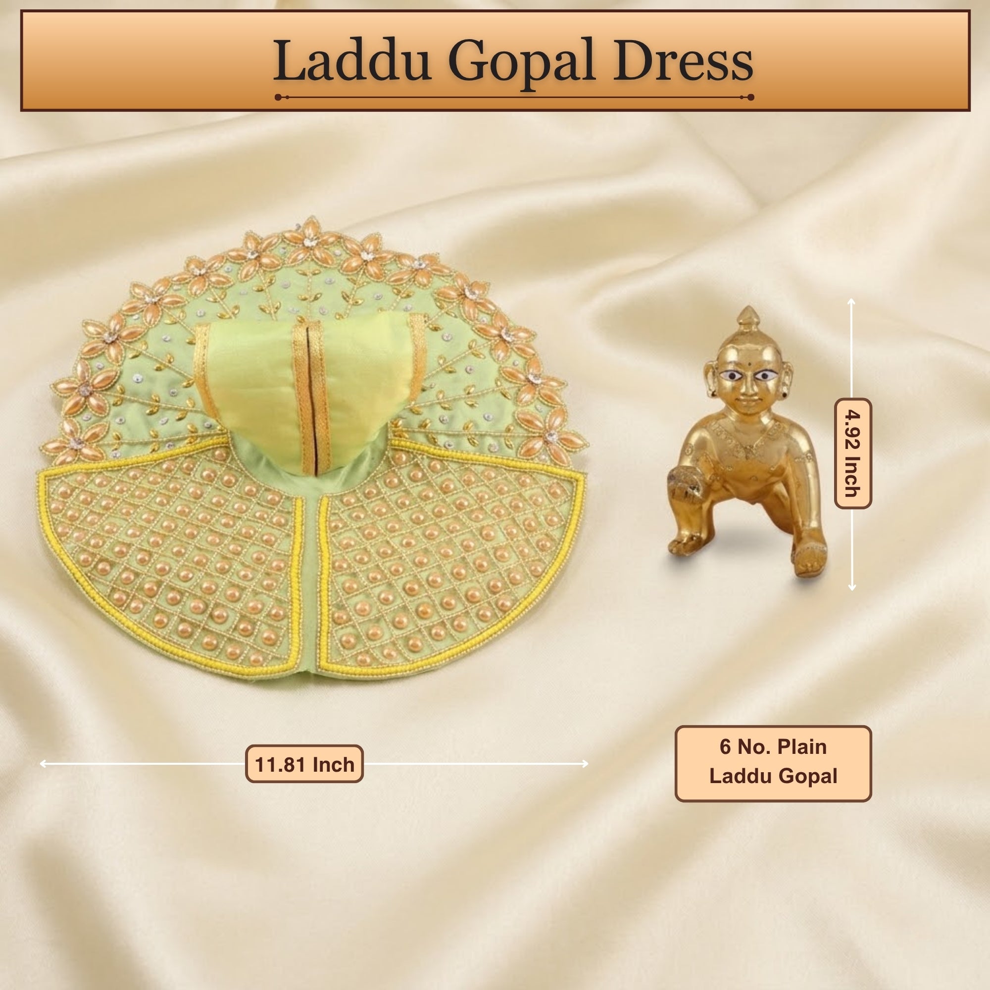 laddu gopal green poshak dress
