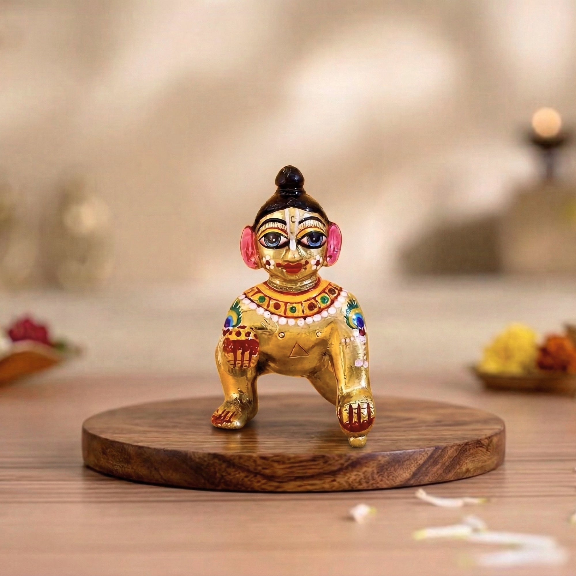 Hand-painted Shringar little Laddu Gopal Ashtadhatu idol 