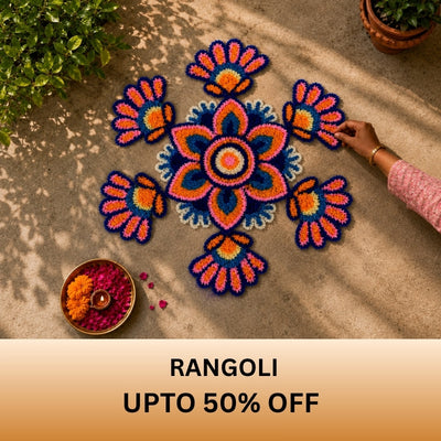 merekrishna Brightly colored traditional floral Rangoli floor design - Up to 50% Off.