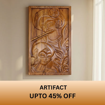 merekrishna wooden Radha Krishna wall art with carved design and up to 45% off offer