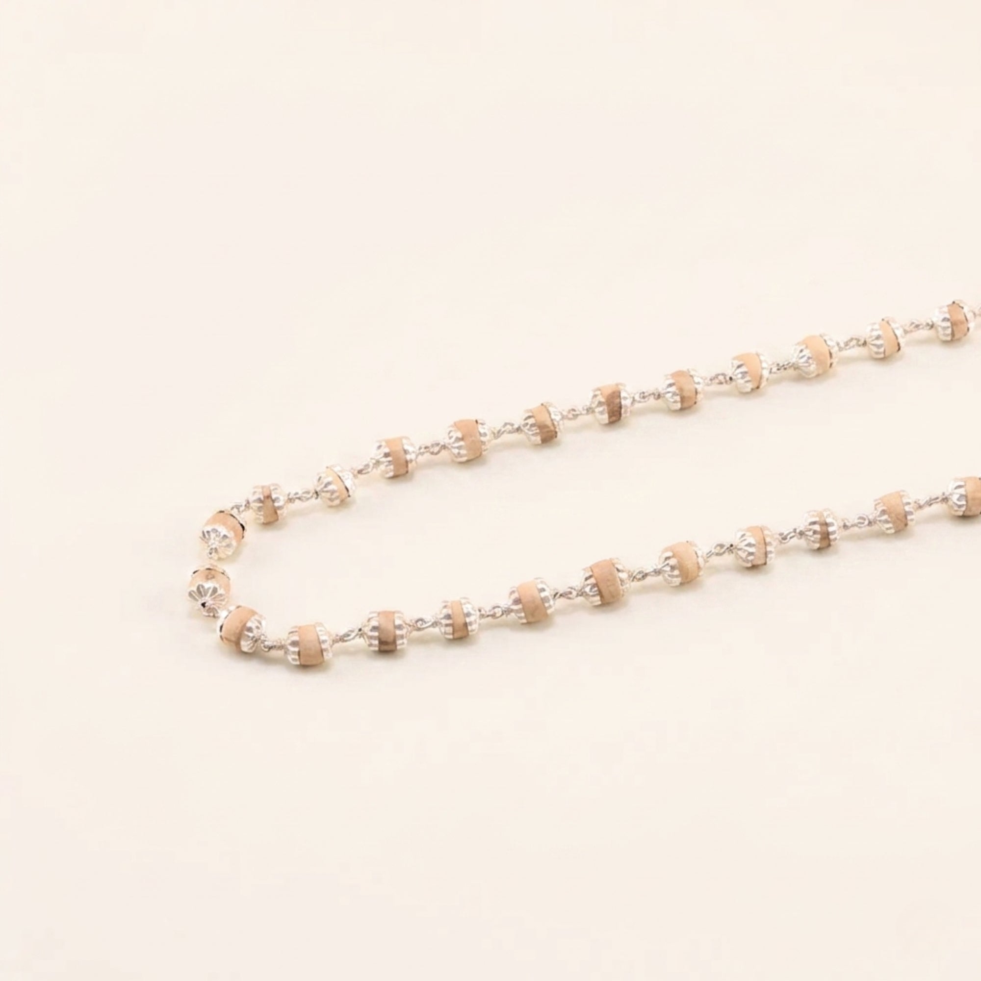 Original Tulsi bead necklace with 925 pure silver capping