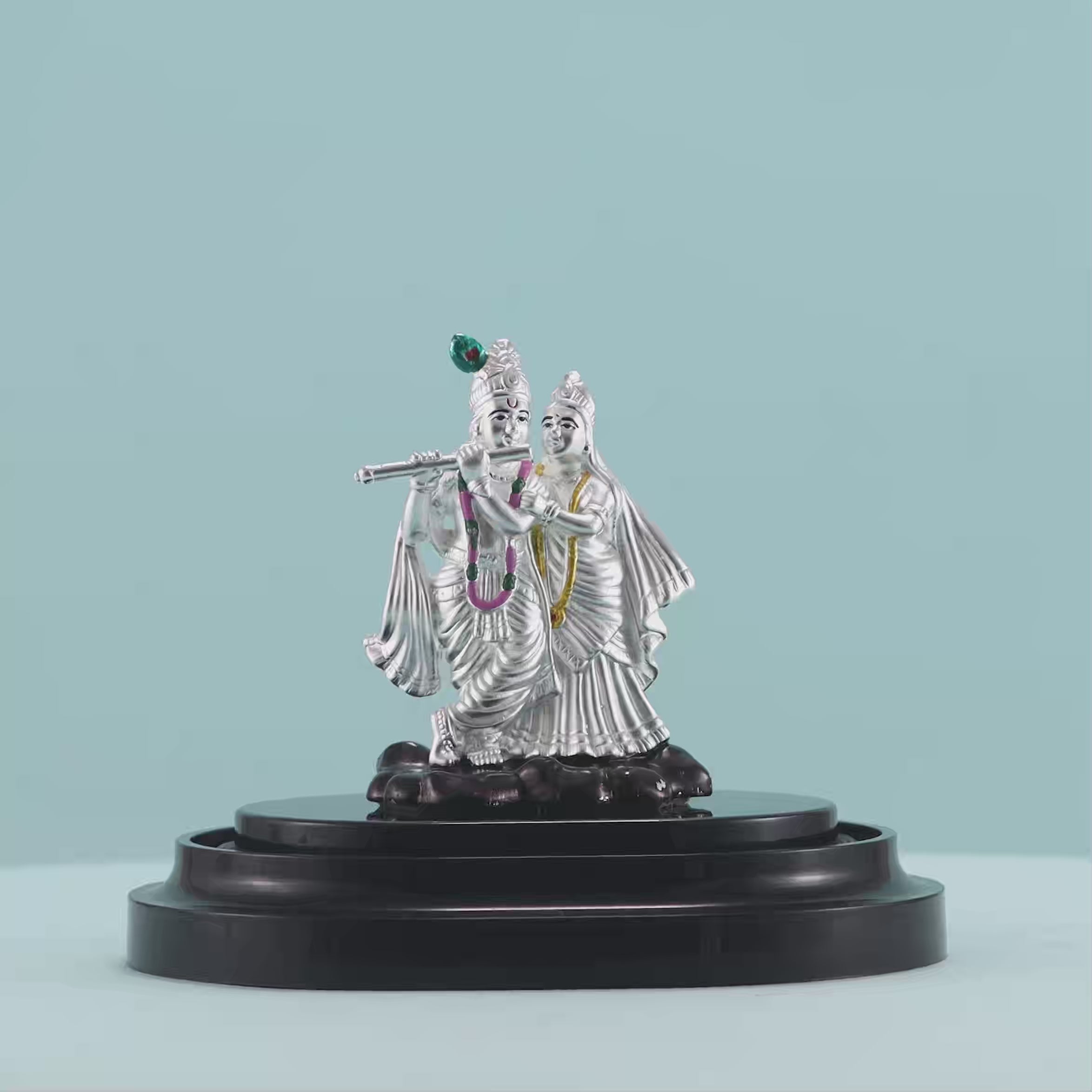 Pure Silver Radha Krishna Idol - Deacorative Showpiece