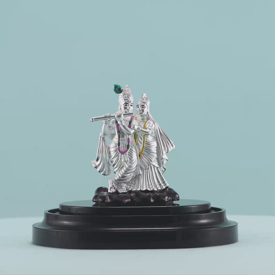 Pure Silver Radha Krishna Idol - Deacorative Showpiece