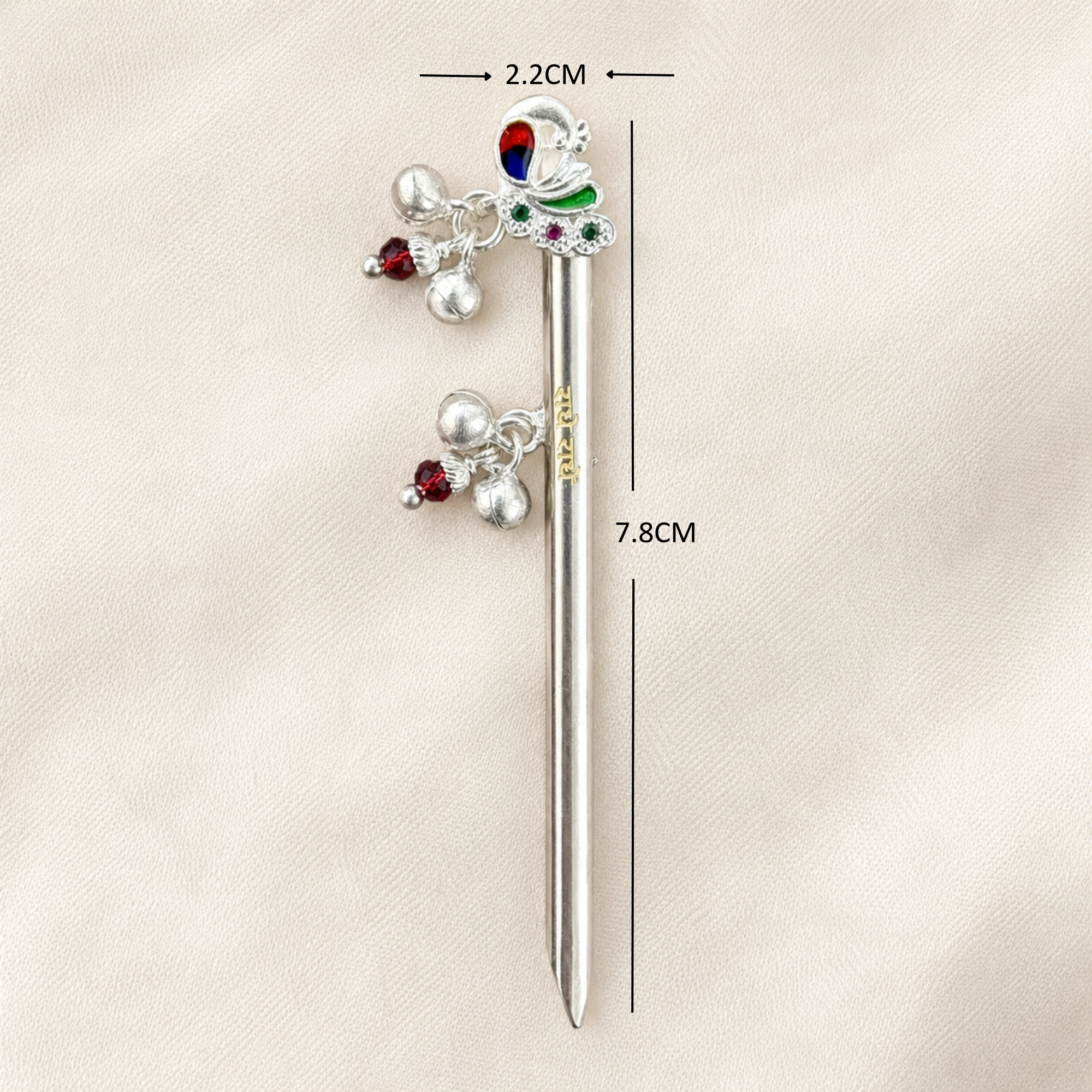 Size and dimension reference guide for pure silver deity flute ornament