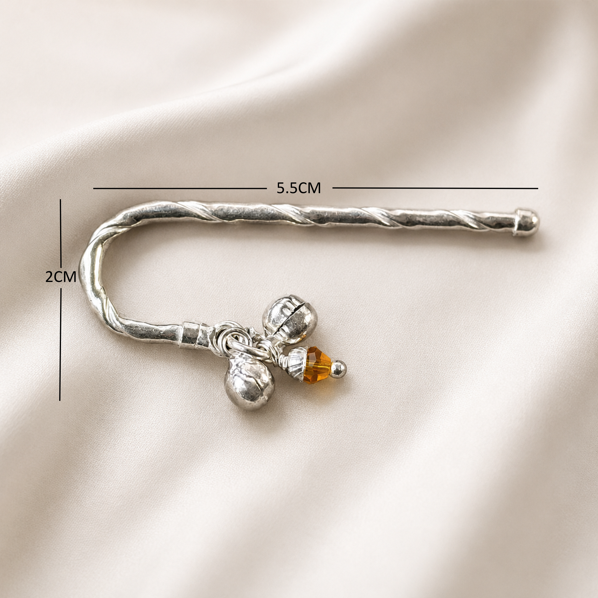 Size and dimension reference guide for pure silver deity Chhadi accessory