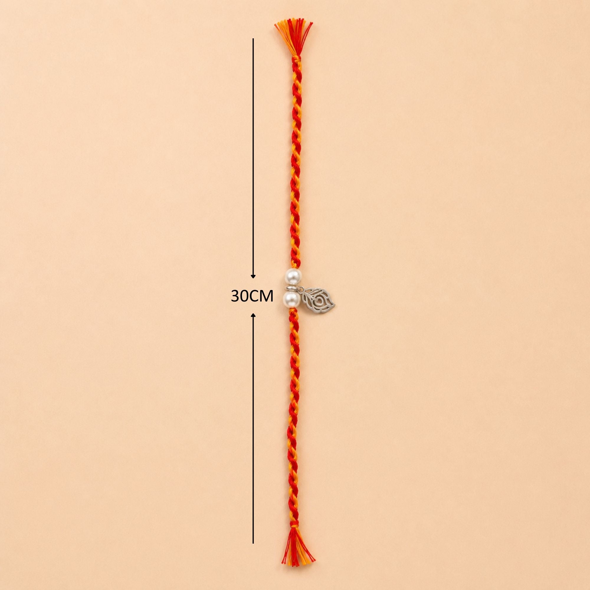 Dimensions and total length measurement of the pure silver Morpankh rakhi thread