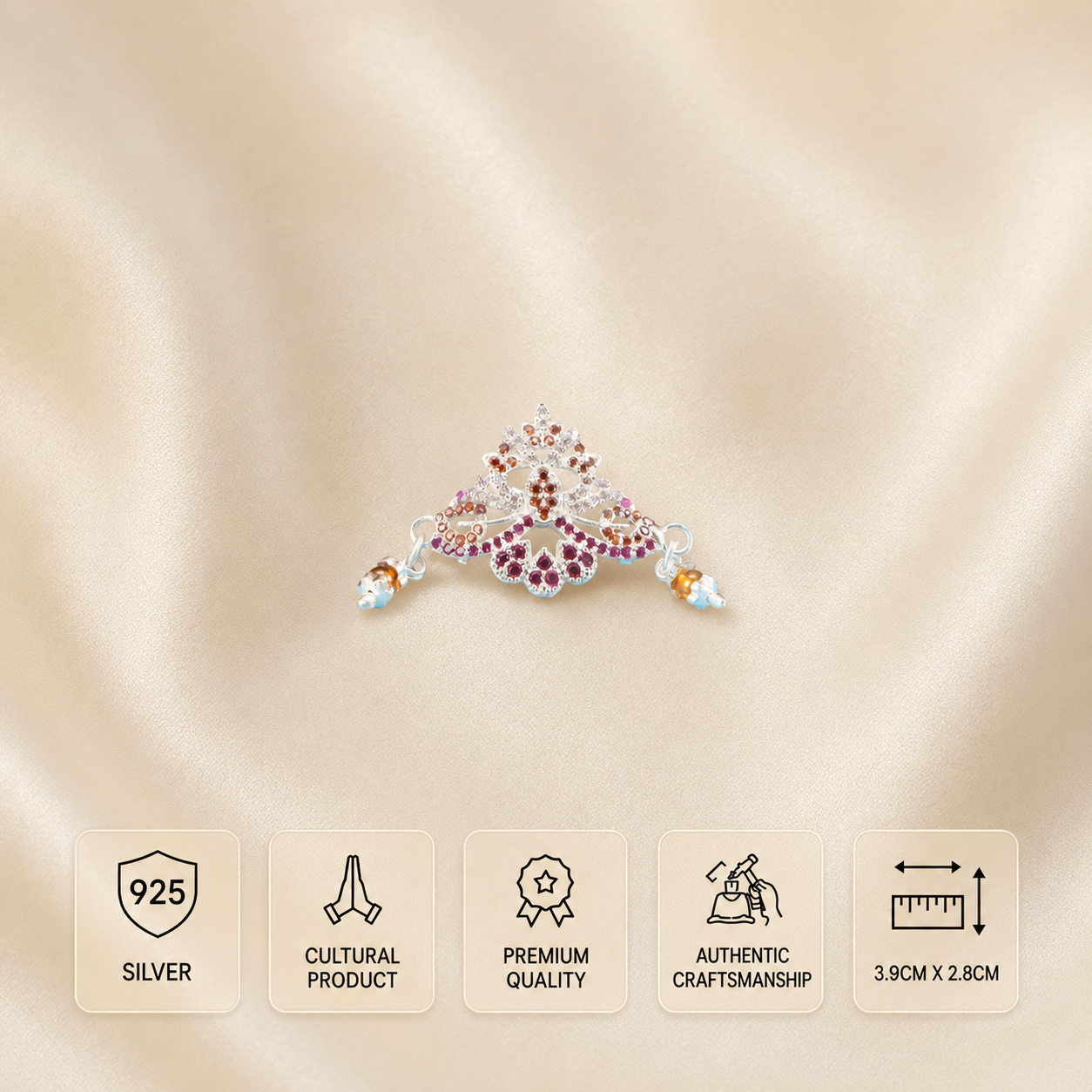 displaying features of pure silver mukut for Laddu Gopal size 4 and 5 no