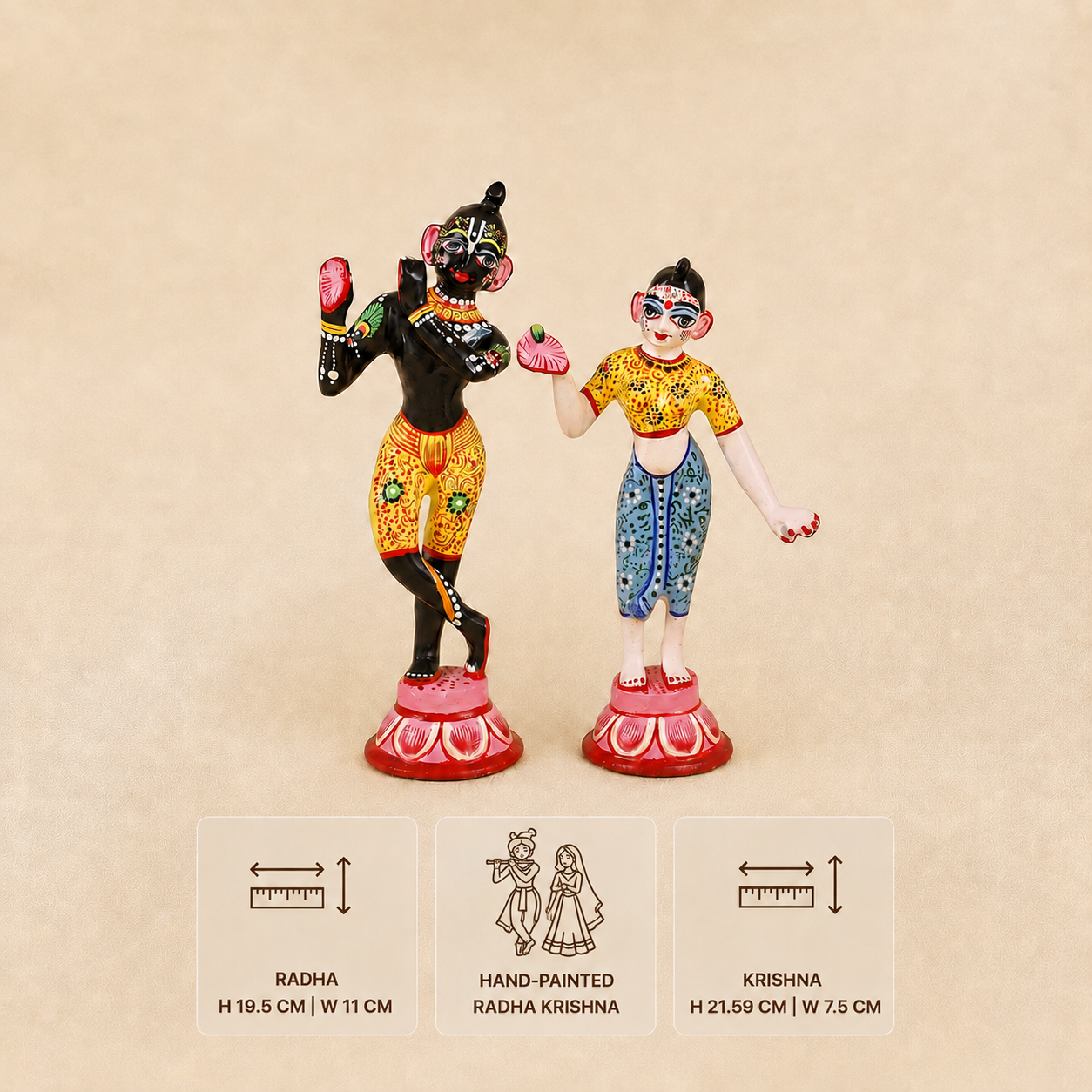 Hand-painted Radha Krishna idols with traditional detailing 