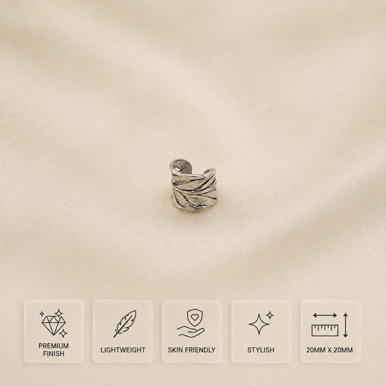 Leaf Design Ring, Handmade, Oxidized Metal, Intricate Design