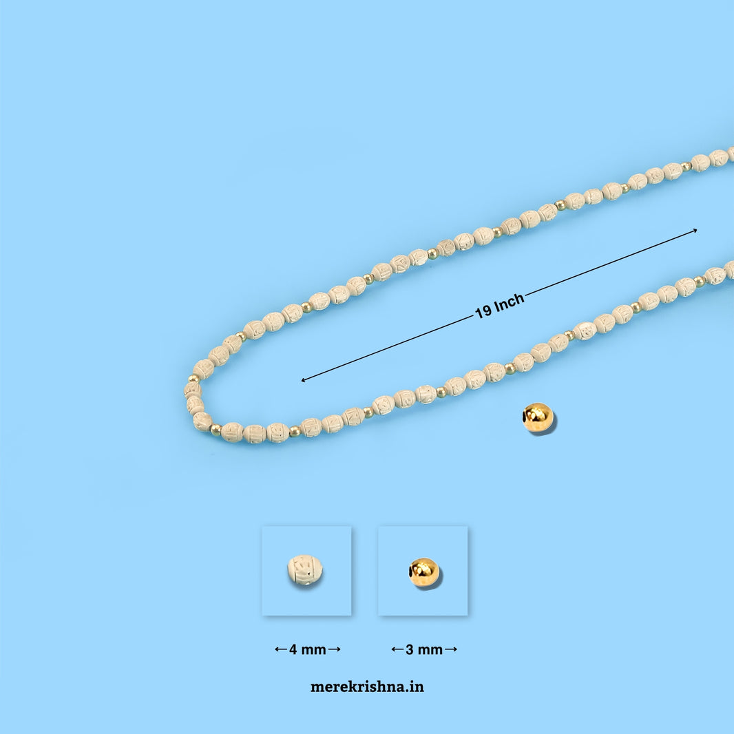 Gold Tulsi Kanthi Mala – Pure Gold Beads with Beautiful Tulsi Carved Beads