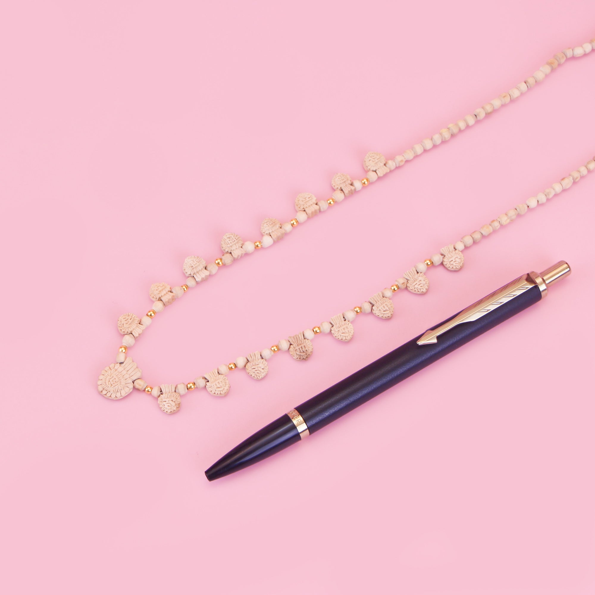 Gold Tulsi Pendant Mala – Hare Ram Hare Krishna Mahamantra Tulsi Locket Mala, Vrindavan