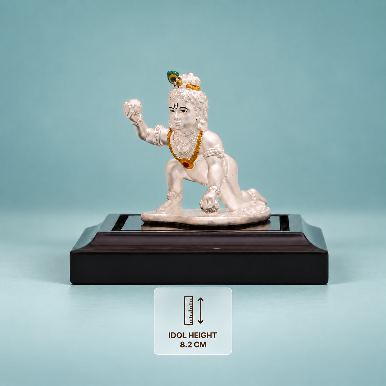 8.2 cm silver Laddu Gopal idol 