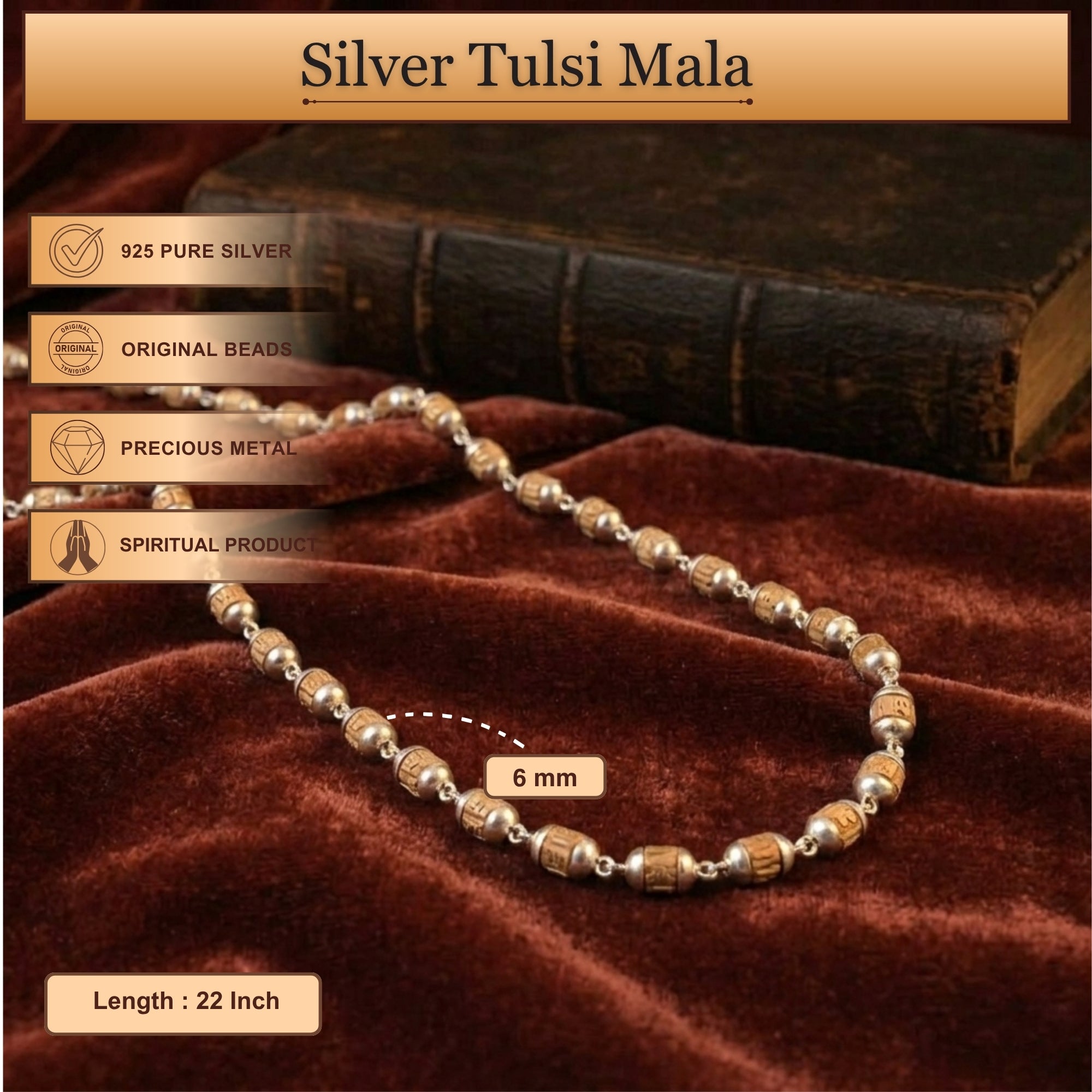 pure silver capped authentic Tulsi kanthi mala