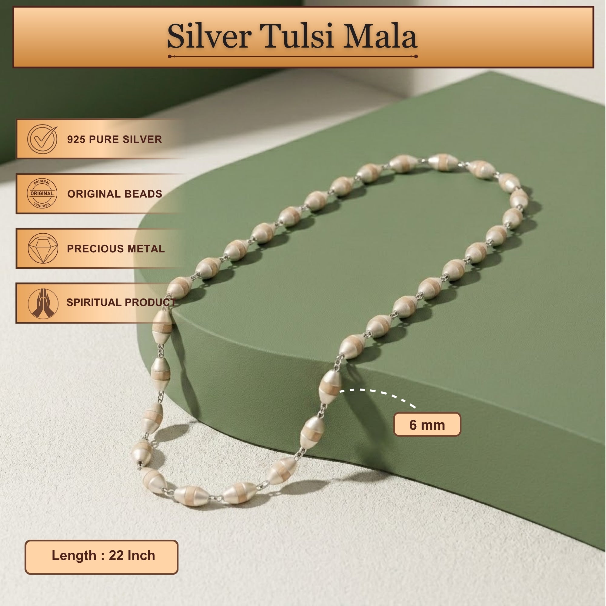 silver capped authentic small Tulsi kanthi mala
